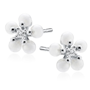 Cercei argint floare cu pietre DiAmanti Z2140ER_W-DIA (Argint 925‰ 0,7 g.)